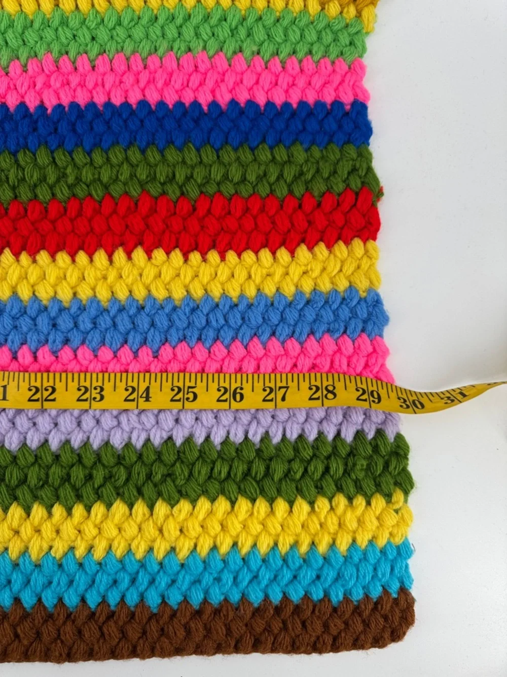 Handcrafted Colorful Striped Crochet Floormat/Rug Boho Retro Vintage Style